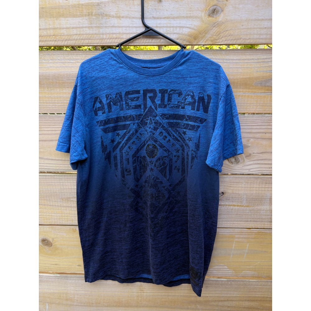 American Fighter Mens XL Blue Ombre Space Dye Graphic T-Shirt Athletic MMA Tee
